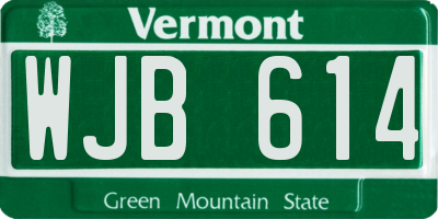 VT license plate WJB614