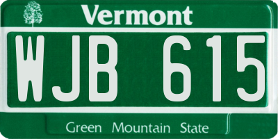 VT license plate WJB615