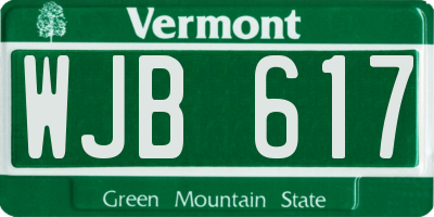 VT license plate WJB617