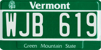 VT license plate WJB619