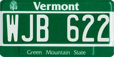 VT license plate WJB622