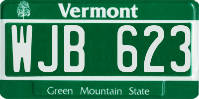 VT license plate WJB623