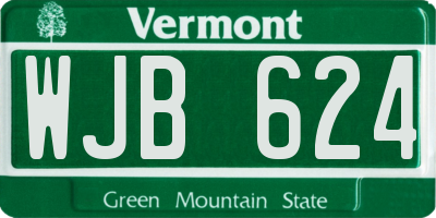 VT license plate WJB624