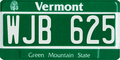 VT license plate WJB625