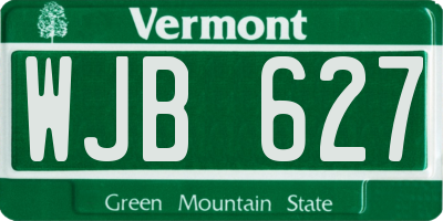 VT license plate WJB627