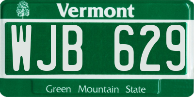 VT license plate WJB629