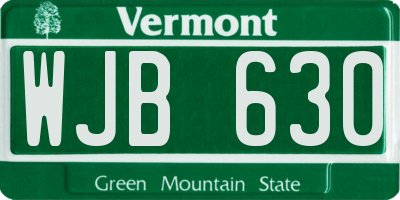 VT license plate WJB630