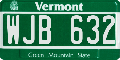 VT license plate WJB632