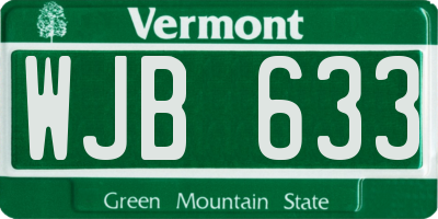 VT license plate WJB633