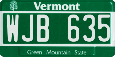 VT license plate WJB635