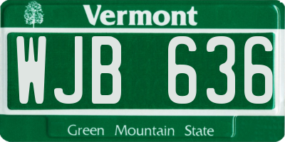 VT license plate WJB636