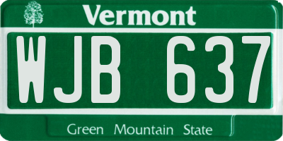 VT license plate WJB637