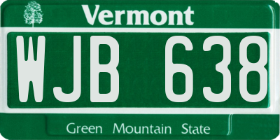 VT license plate WJB638