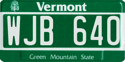 VT license plate WJB640