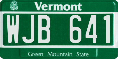 VT license plate WJB641