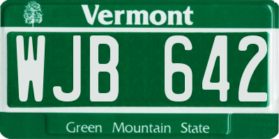 VT license plate WJB642