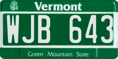 VT license plate WJB643