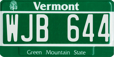 VT license plate WJB644