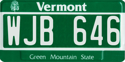 VT license plate WJB646