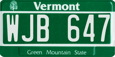VT license plate WJB647