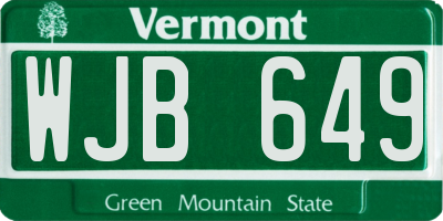 VT license plate WJB649