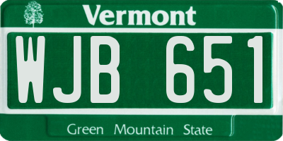 VT license plate WJB651