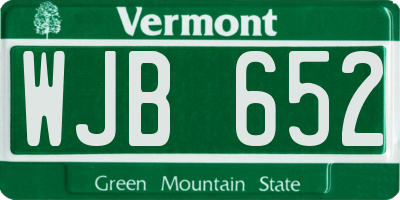 VT license plate WJB652
