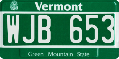 VT license plate WJB653