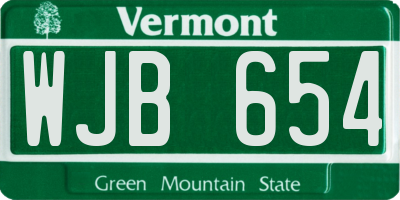 VT license plate WJB654