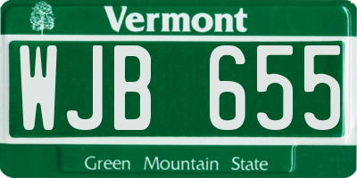 VT license plate WJB655
