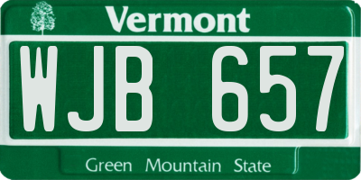 VT license plate WJB657