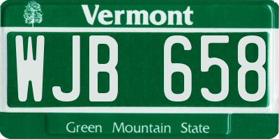 VT license plate WJB658