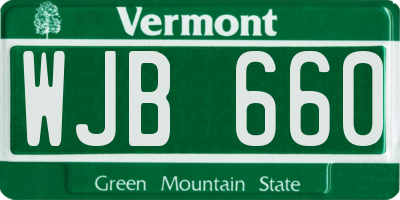 VT license plate WJB660