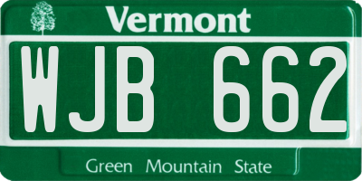 VT license plate WJB662