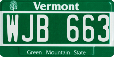 VT license plate WJB663