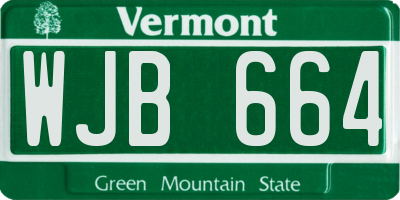 VT license plate WJB664
