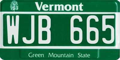 VT license plate WJB665