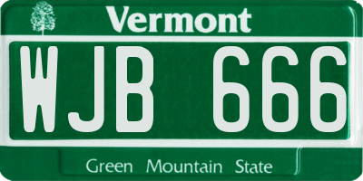 VT license plate WJB666