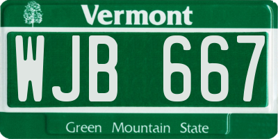 VT license plate WJB667