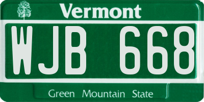 VT license plate WJB668