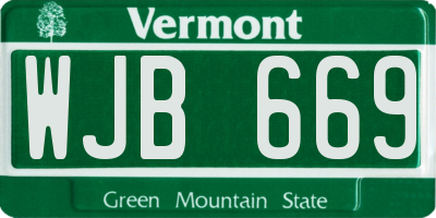 VT license plate WJB669