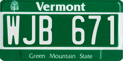 VT license plate WJB671