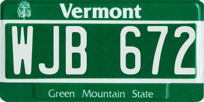 VT license plate WJB672