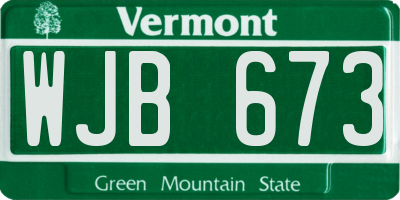 VT license plate WJB673