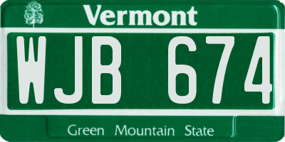 VT license plate WJB674