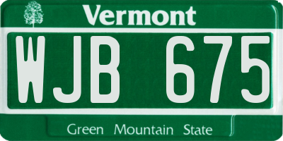 VT license plate WJB675