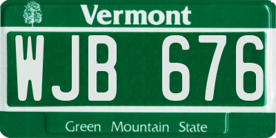 VT license plate WJB676