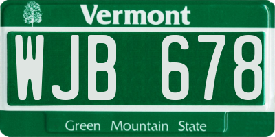 VT license plate WJB678