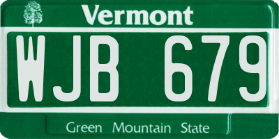 VT license plate WJB679