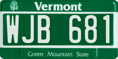 VT license plate WJB681